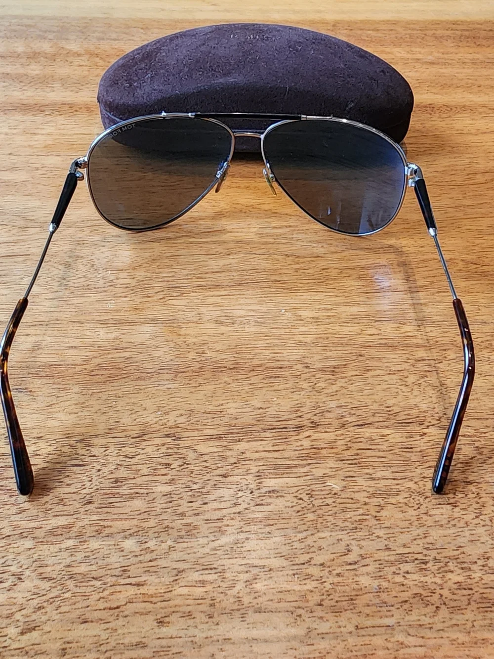 Tom Ford Silver Aviator Sunglasses with Reflective Mirrored Lenses